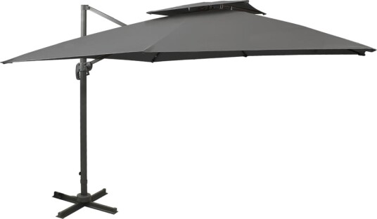 vidaXL Hengeparasoll med dobbel topp 300x300 cm antrasitt