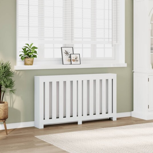Radiatordeksel hvit 149x20x82 cm konstruert tre Radiatordeksel hvit 149x20x82 cm konstruert tre