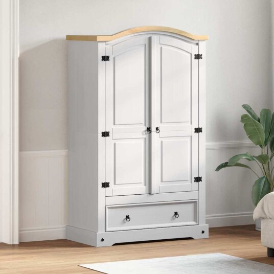 vidaXL Garderobeskap CORONA Hvit 101 x 52 x 170 cm Massiv furu