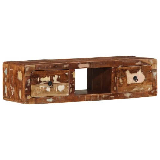 Veggmontert TV benk 100x32x25 cm gjenvunnet heltre