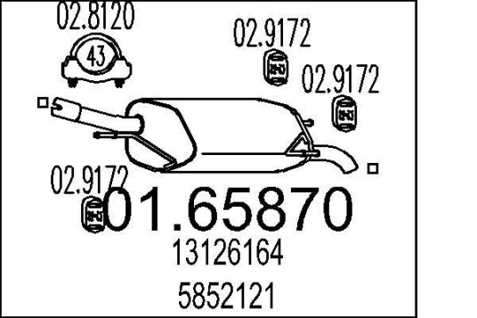 Bakre eksospotte MTS 01.65870