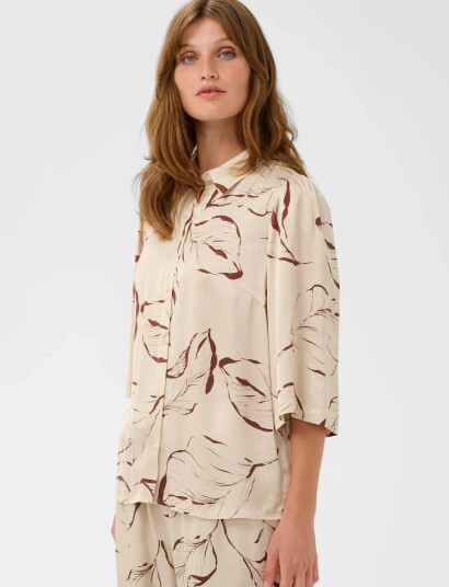 Soaked in Luxury Slclero Printed Shirt Ss Cream XS Soaked in Luxury Slclero Printed Shirt Ss Cream XS