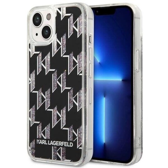 Karl Lagerfeld iPhone 14 Plus Deksel Hardcase Liquid Glitter Monogram Svart