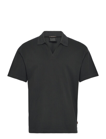 Scotch & Soda 3 Crosses Pique Relaxedfit Garmentdyed Polo Black L