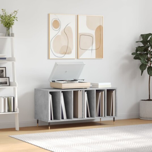  Hifi benk betonggrå 100x38x48 cm konstruert tre