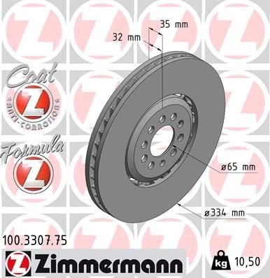 Bremseskive ZIMMERMANN 100.3307.75