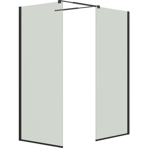 Dansani Match walk in dusjløsning, modell D+D, 87 cm, klart glass, svart profil