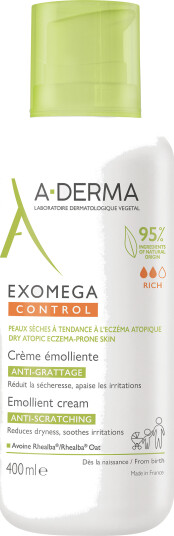 A-Derma Exomega Control Fuktighetskrem 400 ml for Tørr og Sensitiv Hud