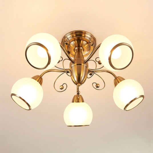 Lindby Drømme-taklampe Corentin, antikkmessing Lindby Drømme-taklampe Corentin, antikkmessing