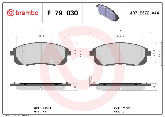 Bremseklosser BREMBO P 79 030 Bremseklosser BREMBO P 79 030