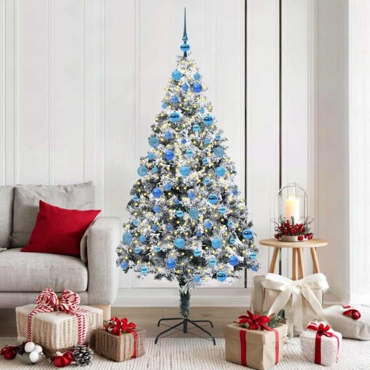  Kunstig juletre med 300 LED grønn 180 cm PVC og Stål og Plast