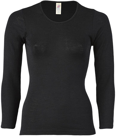 Engel Natur Langærmet Bluse Uld/silke Black   Str. 46/48