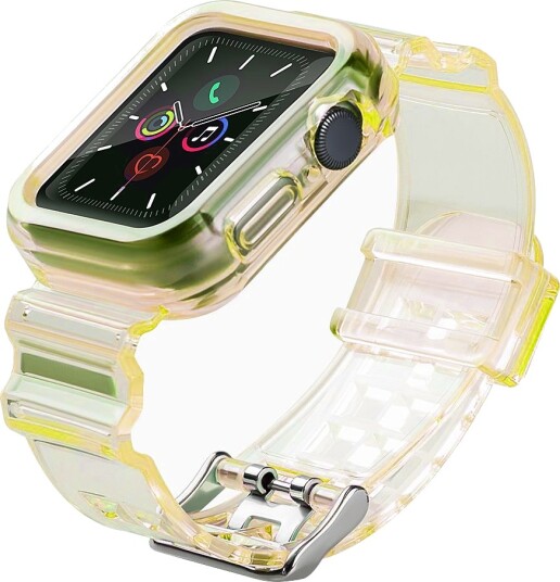 Hurtel Silikonarmbånd Armbåndsarmbånd Armbåndsveske Lys sett for Apple klokke 42mm Gul
