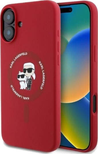 Karl Lagerfeld MagSafe iPhone 16 Deksel med Karl&Choupette Design - Rød