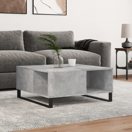 vidaXL Salongbord betonggrå 80x80x36,5 cm konstruert tre