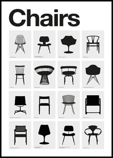 Iconic Chair Collection Poster: Black & White Minimalist Art Plakat Plakat / 70x100cm Iconic Chair Collection Poster: Black & White Minimalist Art Plakat Plakat / 70x100cm