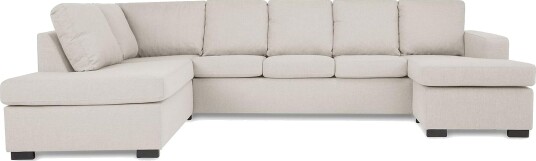 Crazy 5 seters Venstrevendt U formet Sofa med Divan og Sjeselong i Stoff Beige