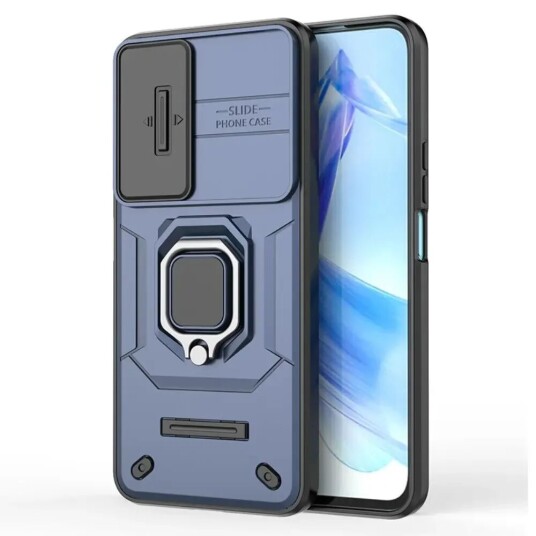 INCOVER Honor 90 Lite Håndverker Deksel med Magnetisk Kickstand Og Cam Slider - Blå