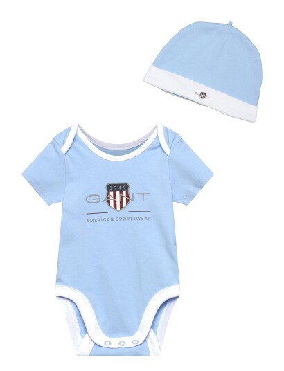 Gant Kids Ss Romper And Hat Set   Blue   74