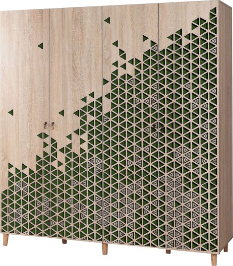 Brokind Garderobe 180 cm - Brun/Svart/Eik