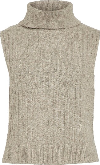 Vila   Vest viBeluna High Neck S/L Knit Vest no   Brun