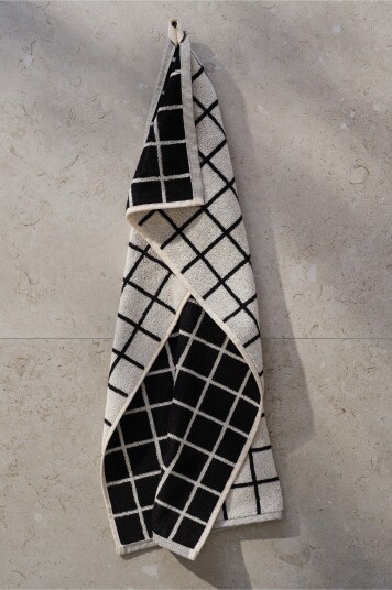 Jotex Håndkle 50x70 Cm Lysbeige/svart GRID 230319501136