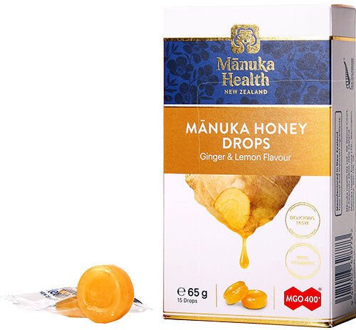 Manuka Health Lekre sugetabletter med Manuka-honning og naturlig sitron og ingefærsmak Manuka Health Lekre sugetabletter med Manuka-honning og naturlig sitron og ingefærsmak