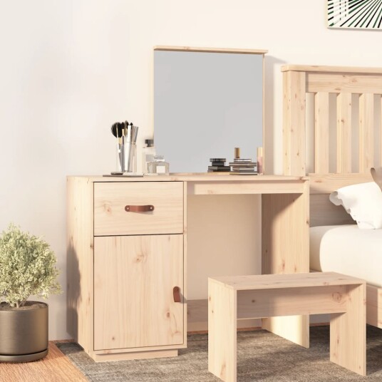 vidaXL Sminkebord 95x50x134 cm heltre furu