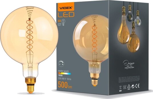 Videx E27 8W dimbar LED pære Spiral amber 2200K 500lm 360° G200 RA88 erstatter 42W Dimbar : Dimbar Kulør : Ekstra varm Videx E27 8W dimbar LED pære Spiral amber 2200K 500lm 360° G200 RA88 erstatter 42W Dimbar : Dimbar Kulør : Ekstra varm