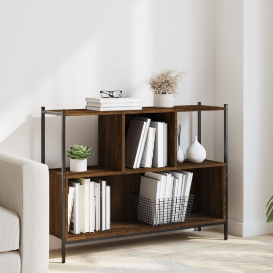 Bokhylle brun eik 102x28x77,5 cm konstruert tre 8721012339538