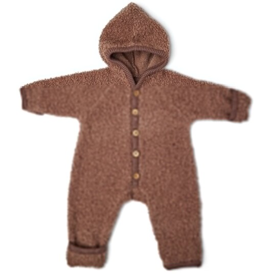 Smallstuff Rose Brown Jumpsuit Bouclé Merinoull med Knapper og Hette 56-62