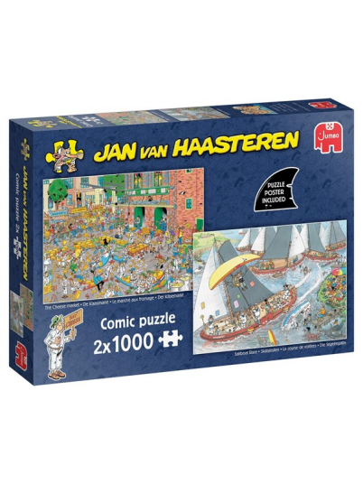 Jumbo Jan Van Haasteren Jigsaw Puzzle The Cheese Market & Skutsjesilen 2x1000 Pcs. Gulv