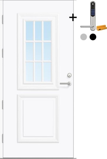 Ytterdør Bygg1 Fjord 02 Klarglass med Yale Doorman Classic Home