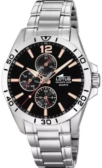 Lotus Herreklokke 18812/6 Classic Sort/Stål Ø42 mm