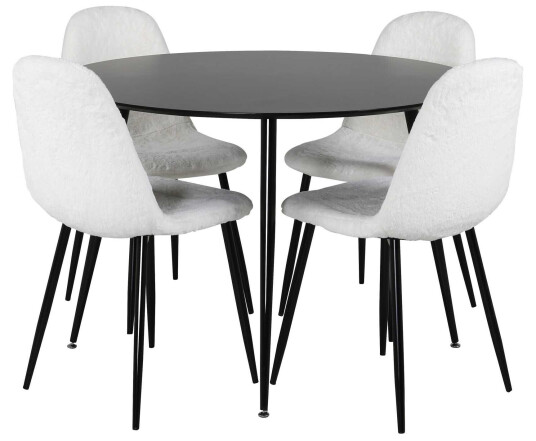 Venture Design Silar & Polar spisegruppe Svart/hvit 4 st stoler & bord 100 cm