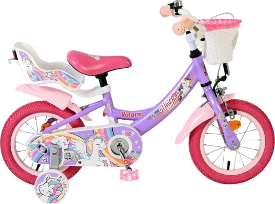 Volare Unicorn Barnesykkel 12" Med Avtakbare Støttehjul Lilla Volare Unicorn Barnesykkel 12" Med Avtakbare Støttehjul Lilla