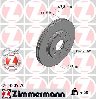 Bremseskive ZIMMERMANN 320.3809.20
