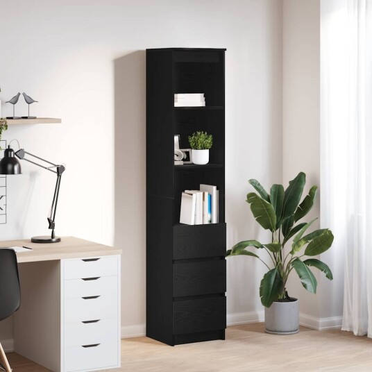 Høybord svart eik 37,5x35x180 cm konstruert tre