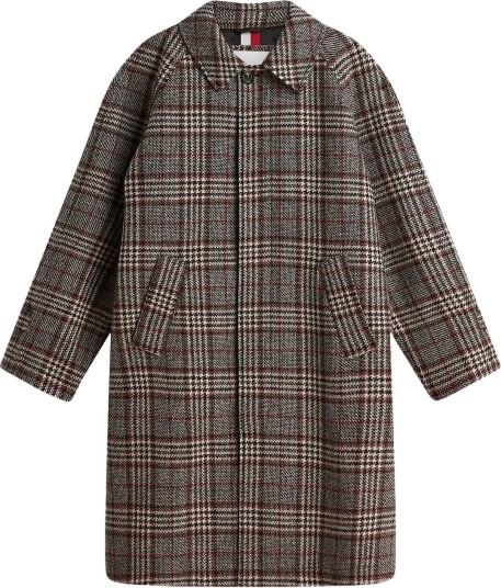 Tommy Hilfiger Wool Check Coat BROWN GLENN CHECK S