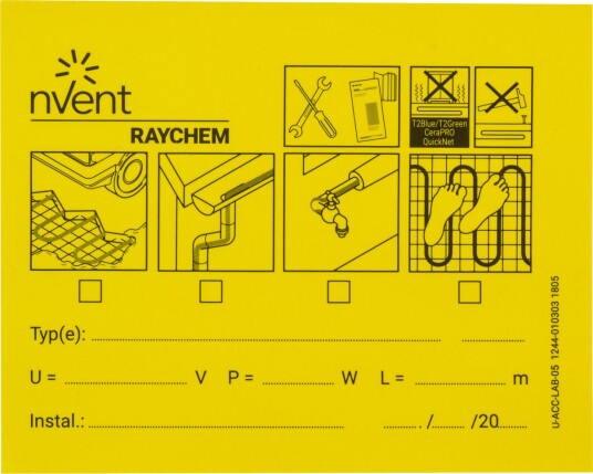 Raychem U-Acc-Lab-05 Skilt Varmekabelanlegg