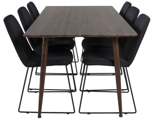 Venture Design Polar & Muce spisegruppe Brun/svart 6 st stoler & bord 180 x 90 cm