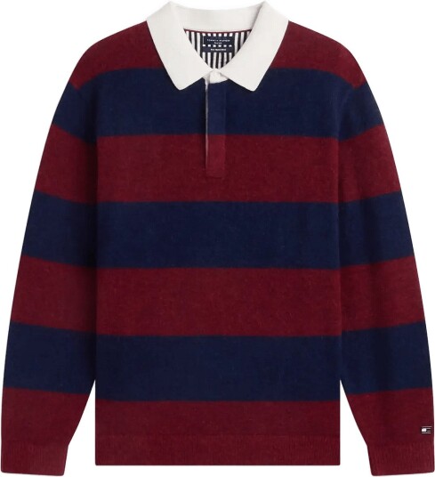 Tommy Hilfiger Ny Rugby Sweater NAVY BURGUNDY L
