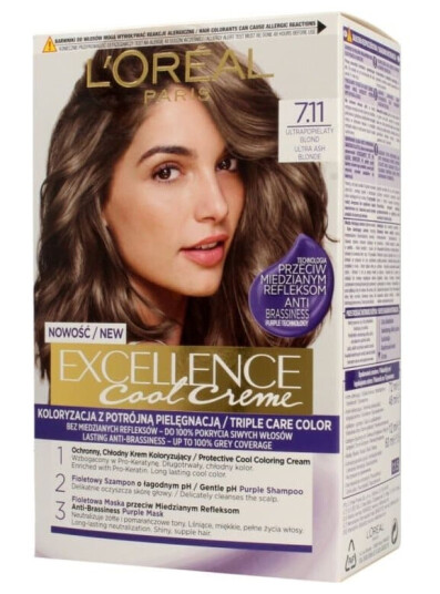 L'Oreal Paris Creme hårfarging Excellence 7.11 Ultra Ash Blond L'Oreal Paris Creme hårfarging Excellence 7.11 Ultra Ash Blond