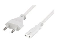 Deltaco 5 m Strømkabel Europlug C7 Hankjønn Hvit 2,5 A