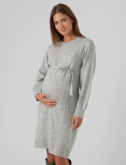 Mamalicious Mlnewanne L/S Abk Knit Dress A. Noos - Grey - L Mamalicious Mlnewanne L/S Abk Knit Dress A. Noos - Grey - L