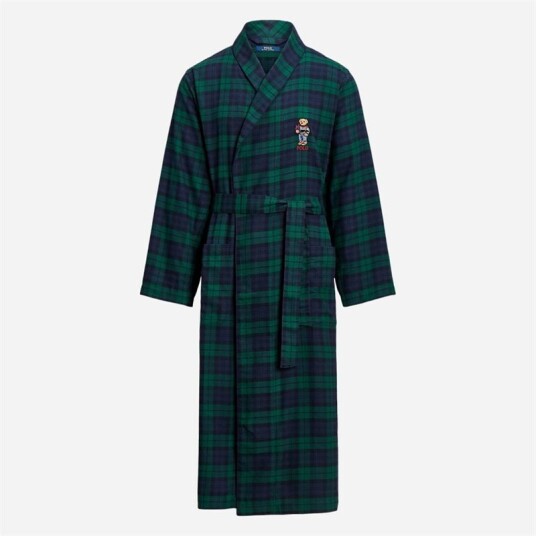 Ralph Lauren Classic Lounge Robe - Holiday Bear Tartan Gb S/M
