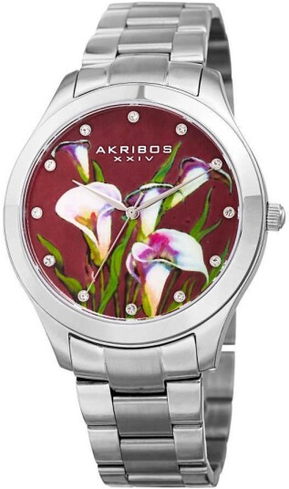Akribos XXIV Dameklokke AK953FSS Rød/Stål Ø42 mm