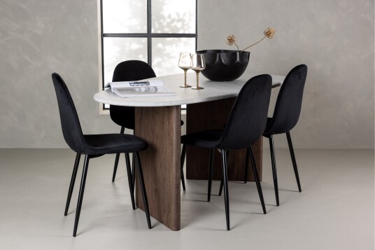 Venture Home Grönvik Spisegruppe 180 cm Oval med 4 Polar Stoler Mocca