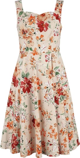 H&R London   Rockabilly Middellang kjole   Ariana Floral Swing Dress   XS til 4XL   Damer   flerfarget