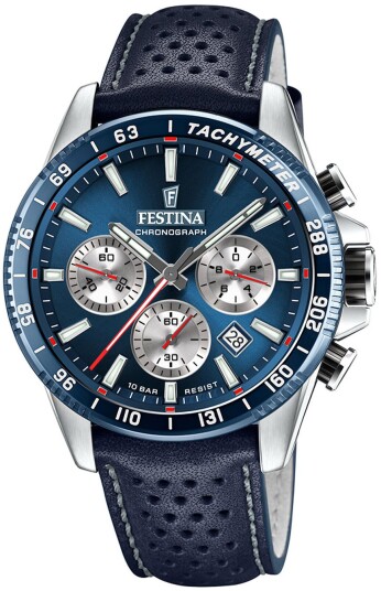 Festina Herreklokke F20561 2 Timeless Blå/Lær Ø45 mm Festina Herreklokke F20561 2 Timeless Blå/Lær Ø45 mm